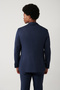 Men's Navy Blue Linen Blend Lightweight Unlined Flexible Comfort Slim Fit Jacket A41Y4006 - 4