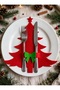 Red 6 Pieces Decorative Pine Tree Fork Spoon Holder Felt Christmas Ornament - 2