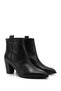 Women's Black Zippered Pointed Toe Genuine Leather Boots - 5