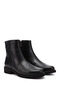 Women's Black Zippered Rubber Sole Genuine Leather Boots - 5