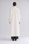 Gold Accessory Detail Fur Coat, Ecru - 3