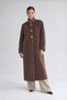 Gold-Accented Fur-Trimmed Coat, Brown