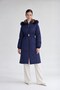 Navy Blue Puffer Coat with Fur Hood