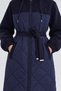 Navy Blue Quilted Jacket with a Melton Belt Detail - 4