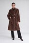 Belted Detailed Fur Coat, Brown