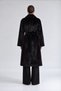 Black Fur-Trimmed Coat with Belted Design - 3
