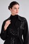Black Sequin-Detailed Jacket Set with Belt - 4
