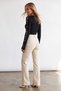Women's Black Crew Neck Blouse with Gold Button Detail on Sleeves ALC-X14336 - 5
