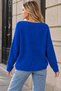 Women's Blue V-Neck Comfortable Fit Knit Sweater - 5