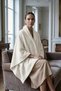 Premium Shoulder Shawl Poncho with Snap Fasteners - Beige - 3