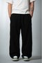 Sakura Wave Embroidered Summer Baggy Black Men's Sweatpants - 4