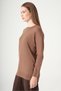 Women's Sweater with Sleeve Detail in the Form of a Pearl, Coffee, 25186 - 5