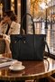 Black Shk319 Shopper Bag with Bow Charm, Zipper Closure, and Lining - 6