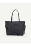 Black Shk319 Shopper Bag with Bow Charm, Zipper Closure, and Lining - 7