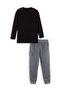 Boys' Winter Dinosaur-Print Cotton Black Long-Sleeve 2-Piece T-Shirt and Pants Set, Ages 4–10 - 4