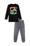 Boys' Winter Dinosaur-Print Cotton Black Long-Sleeve 2-Piece T-Shirt and Pants Set, Ages 4–10 - 3