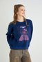 Licensed Printed Thick Navy Blue Sweatshirt