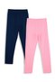 Navy Blue and Pink Girls' 2-Pack Leggings - 3
