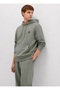 065809 Logo Embroidered Men's Hooded Sweatshirt Khaki - 2