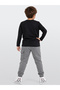 Boys' Winter Dinosaur-Print Cotton Black Long-Sleeve 2-Piece T-Shirt and Pants Set, Ages 4–10 - 2