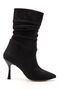 ZRİN-024 Premium Black Suede Women's Boots with High, Slim Heels, Gussets, and Zippers, 11 cm - 2