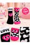 Girl's Heart Patterned Cotton Black 2-Pack Socks 4-11 Years
