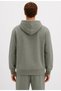 065809 Logo Embroidered Men's Hooded Sweatshirt Khaki - 4