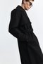 Black Double Breasted Closure Belt Trench Coat - 5