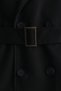 Black Double Breasted Closure Belt Trench Coat - 7