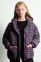 Water Repellent Plaid Patterned Puffer Hooded Puffer Coat Girl Child H2931A826Au - 4