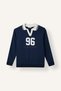 Boys' Oversized Shirt-Collar College-Printed Navy Blue Sweatshirt H9832A826AU - 4