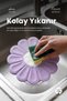 Silicone Daisy-Themed Coaster - 17 cm diameter - Purple - 3