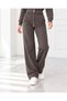 Women's Two-Piece Set: Soft-Textured Jacket with Bomber Collar, Long Sleeves, Snap Buttons, and Pockets, and Soft-Textured, Comfortable-Fit Pants with Elastic Waistband, Drawstring, and Wide Legs, in Brown. - 5