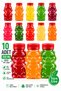 CAT PET BOTTLE School Picnic Fruit Juice Smoothie Detox Ginger Clear Plastic Empty Leak-Proof Beverage Bottles, 10-Pack