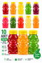 CAT PET BOTTLE School Picnic Fruit Juice Smoothie Detox Ginger Clear Plastic Empty Leak-Proof Beverage Bottles, 10-Pack