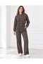 Women's Two-Piece Set: Soft-Textured Jacket with Bomber Collar, Long Sleeves, Snap Buttons, and Pockets, and Soft-Textured, Comfortable-Fit Pants with Elastic Waistband, Drawstring, and Wide Legs, in Brown. - 7