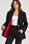 BLACK JACKET WITH RED LINING DETAILS