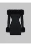 Women's fashionable fur collar short modal dress - 5