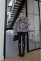 Gray Vintage Denim Faux Fur Coat with Trim - 3