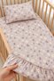 100% Cotton "Mom's Side" - Crib Bed Sheet Set with Daisy Pattern - Includes 2 Pillowcases - 3