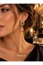 Champagne-Colored Crystal-Studded Gold Evening Earrings for Women