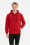 Three Thread Plain Hooded Zippered Kangaroo Pocket Men's Casual Sweatshirt