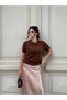 Women's Polo Collar Soft-Textured Fuzzy Short-Sleeve Sweater