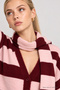 Oversized Striped Knit Cardigan With Scarf LYY0155 PINK PLUM - 2