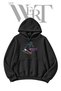 Black Hooded Sweatshirt with "Ice Skating" Print (2-Ply)
