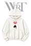 White Hooded Sweatshirt with Pre-Printed Cat Balloon Design (2-Ply)