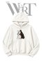 Doberman Dalmatian White Hooded Sweatshirt with Front Print (2-Ply)