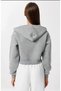 Women's Gray 3-Ply Basic Soft Hooded Zip-Up Cropped Sweatshirt - 4