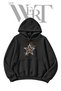 Star Leopard Glitter Pre-Printed Black Hooded Sweatshirt (2-Ply)