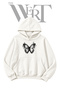 White Hooded Sweatshirt with Butterfly Print on the Front (2-Ply)